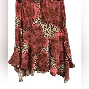 Baranda Black/Pink Leopard Print Midi Skirt Sz(S)